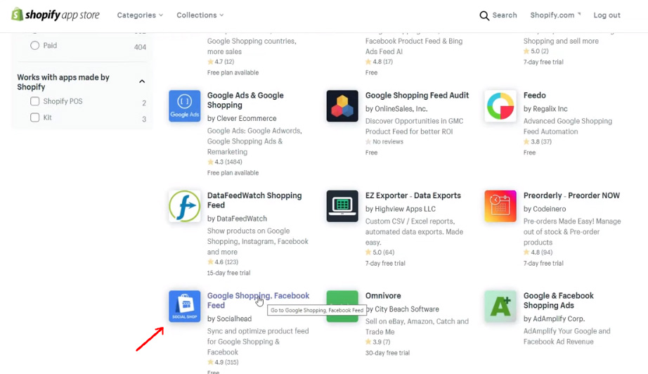 Feed de Shopify - Selección de apps de google shopping