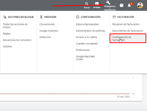 Configuración y facturación Google Ads