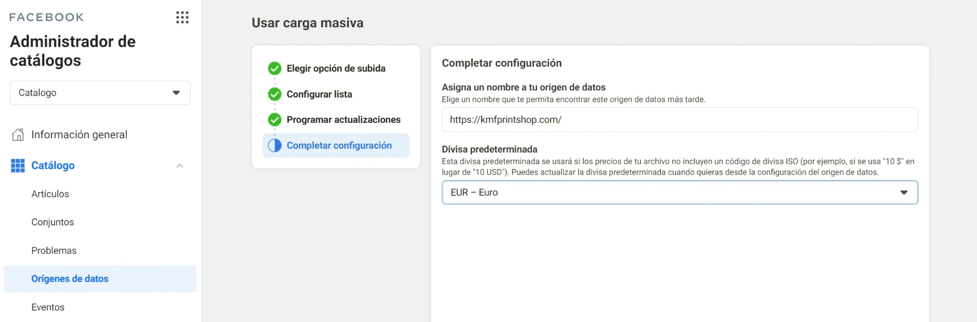 12 Completar config - 13 Pasos para Vender en Facebook y Crear Catálogo