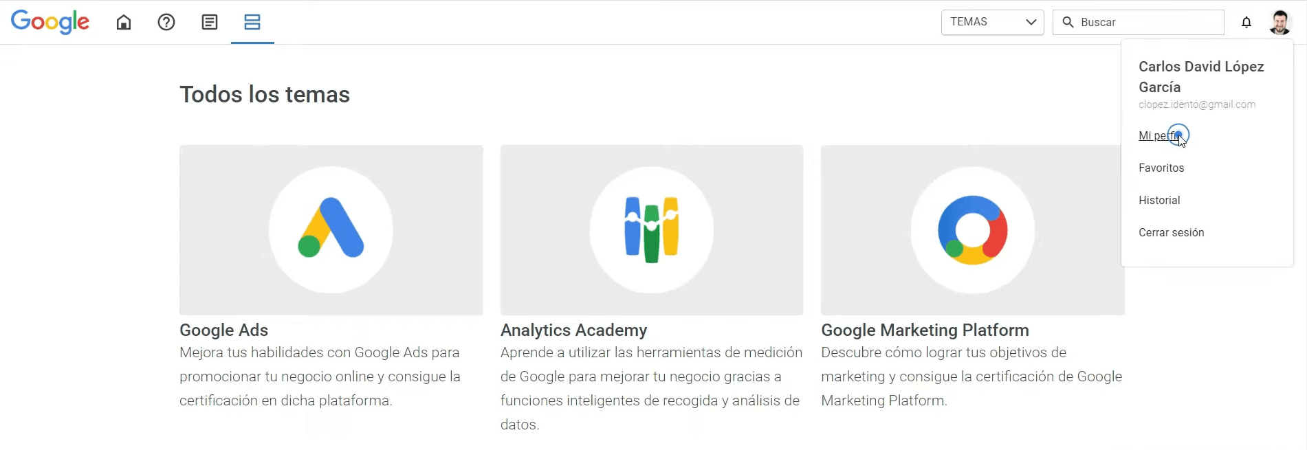 2 Hacer clic en foto - Consulta tus Certificaciones de Google Skillshop en 5 Pasos