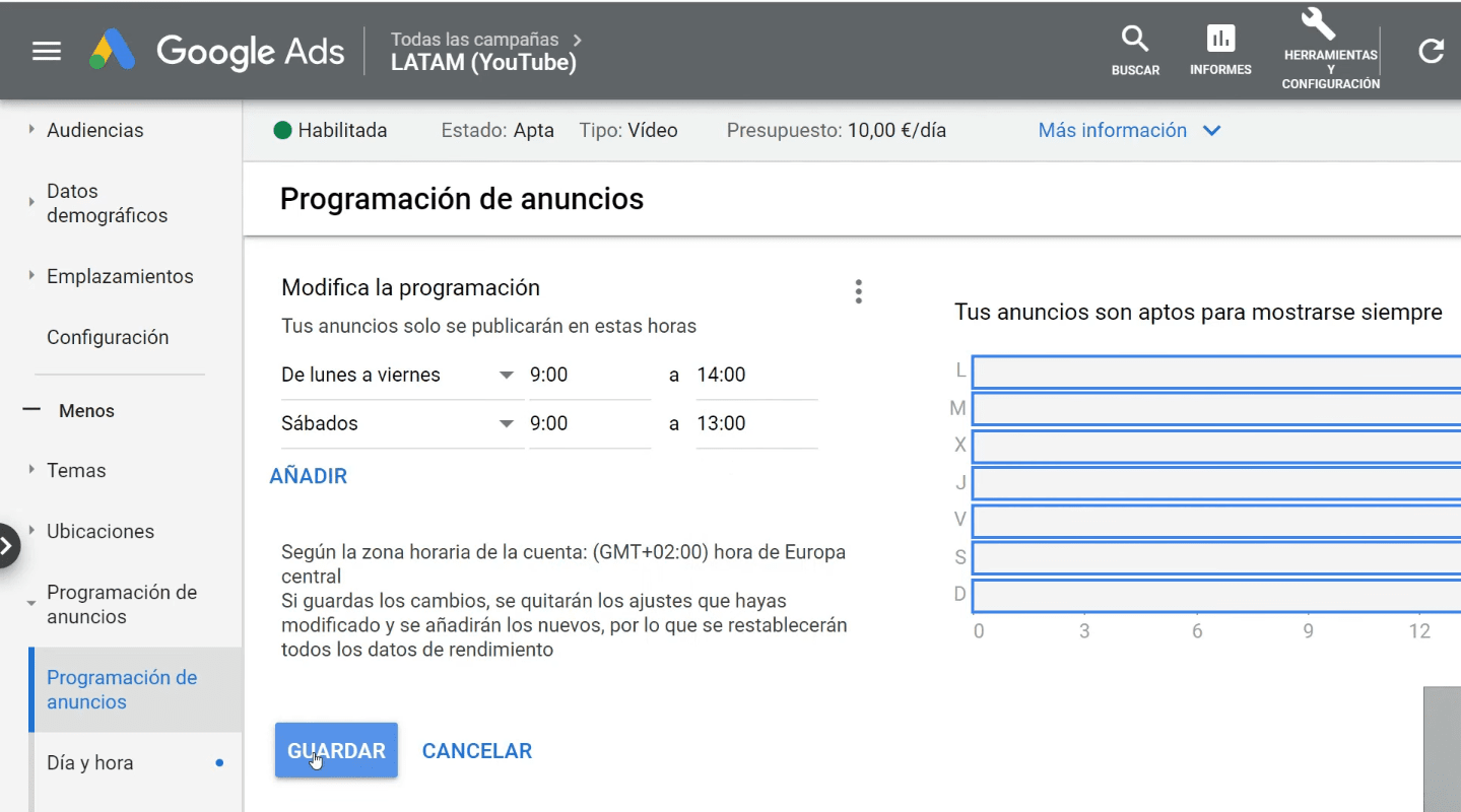 3 Dias y hor - Programación de Anuncios Google Ads en 5 Pasos