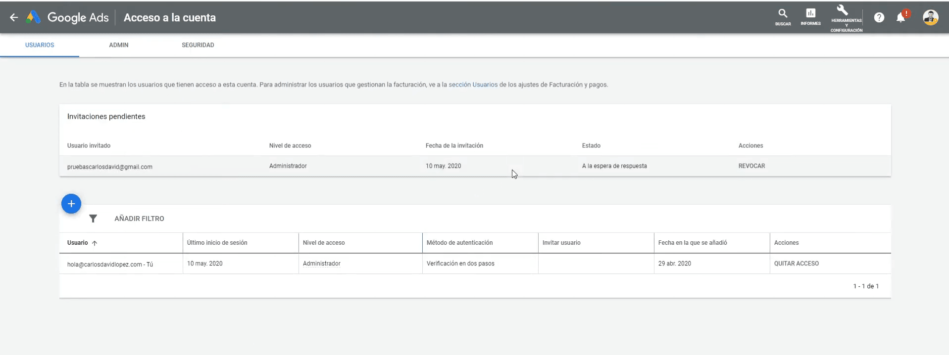 5 Revocar o quitar accesos - Cómo añadir usuarios a Google Ads