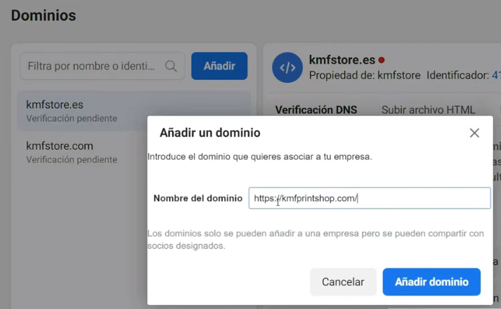 Registro y verificación de dominios