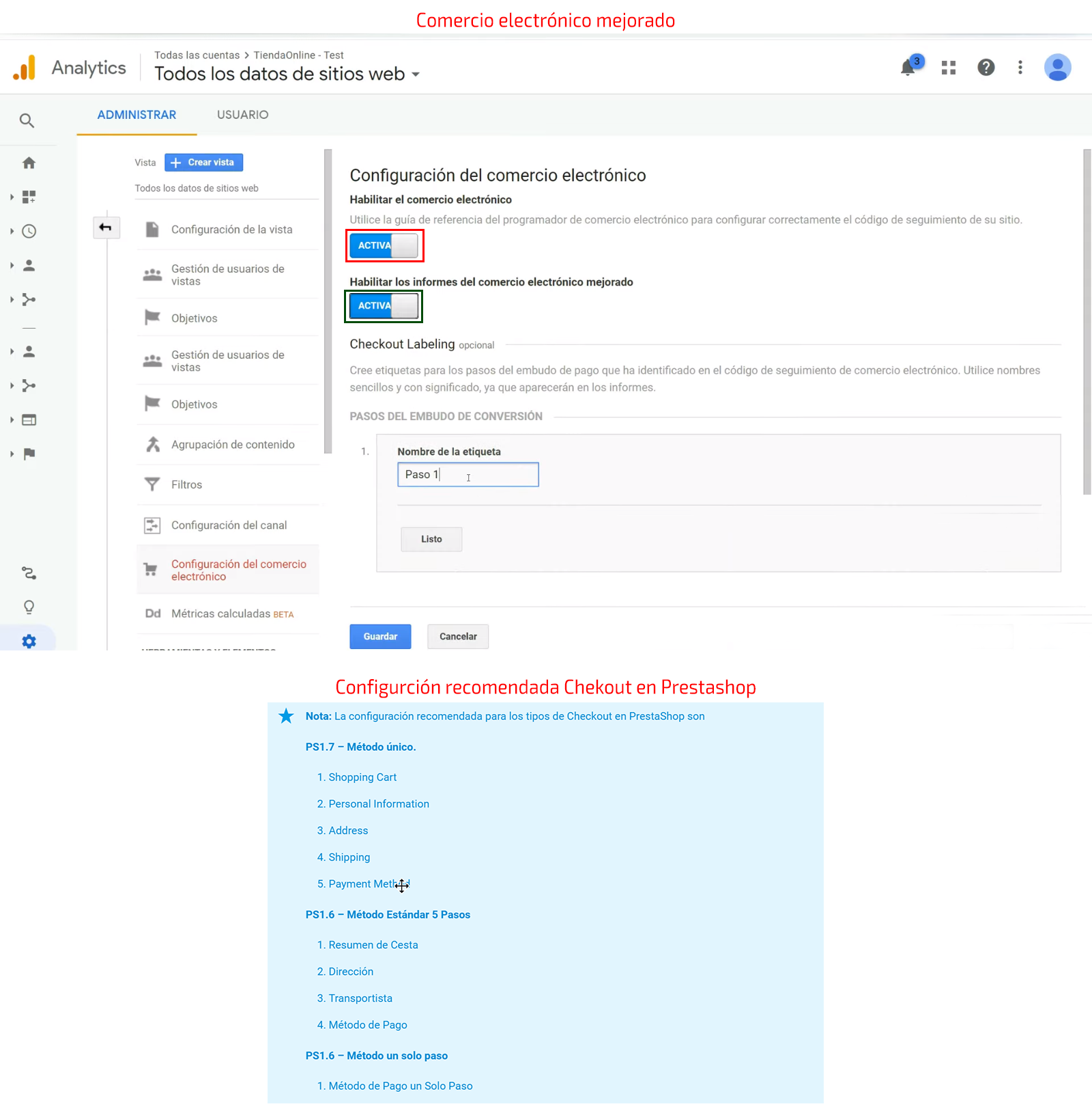 Activar comercio electrónico mejorado