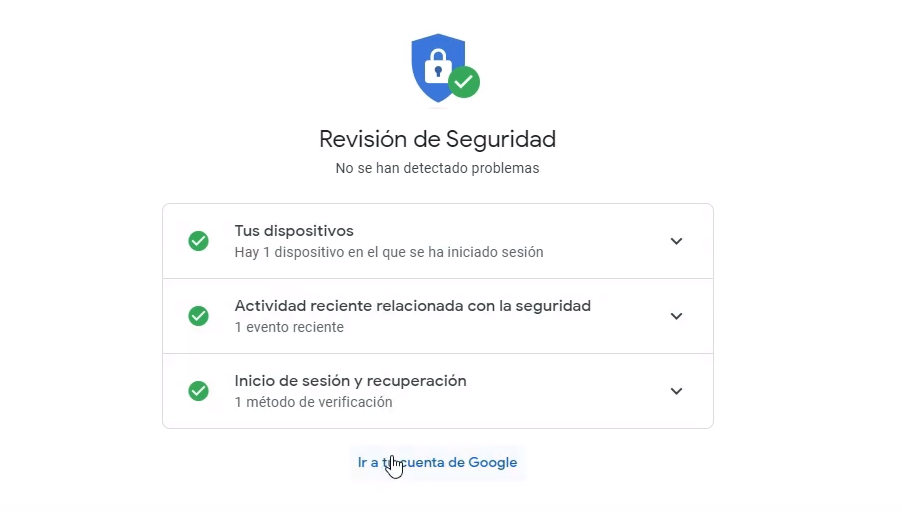 Revisión de seguridad Google
