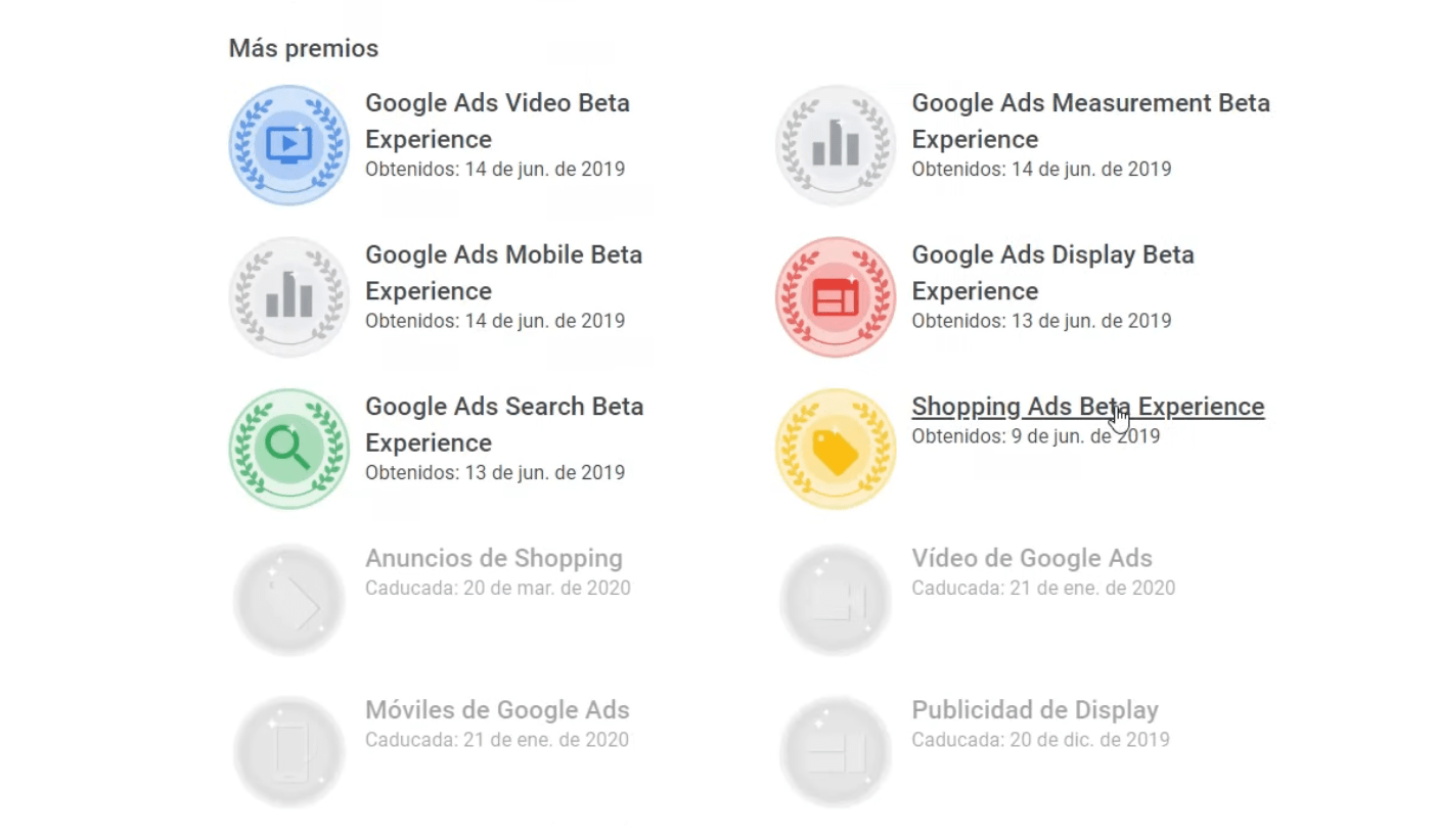 Certificaciones de Google Beta