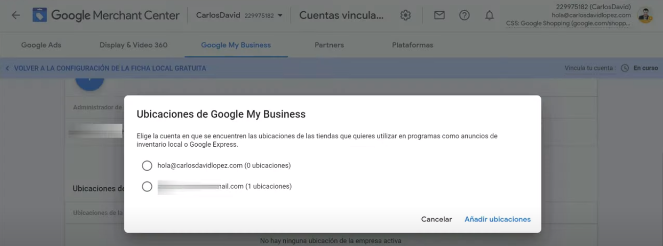 Seleccionar ubicación para Google Shopping