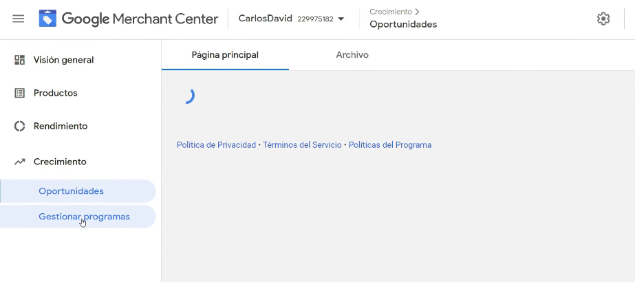 Gestionar programas en Merchant Center