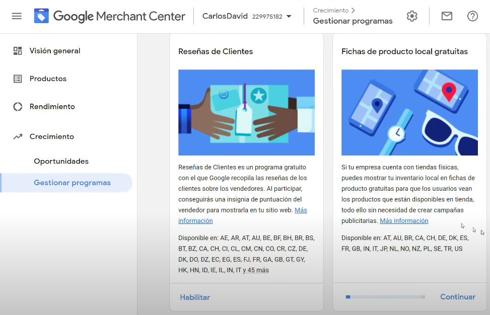 Fichas de producto local gratuitas