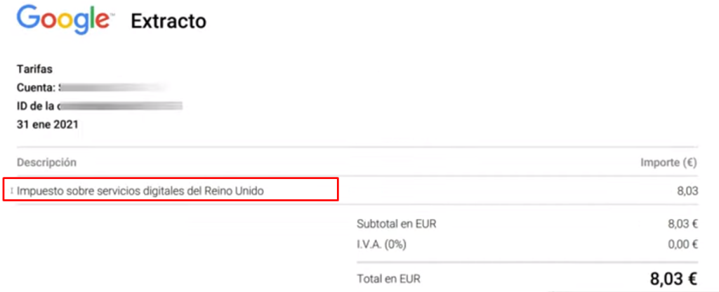 2factura google reino unido - La TASA GOOGLE Ads ha llegado. Así vas a PAGARLA