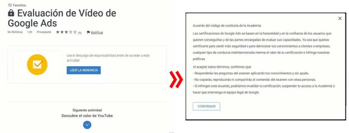 Inicio del examen de certificación