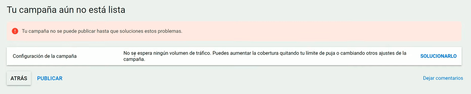 Publicar campaña en Google Ads