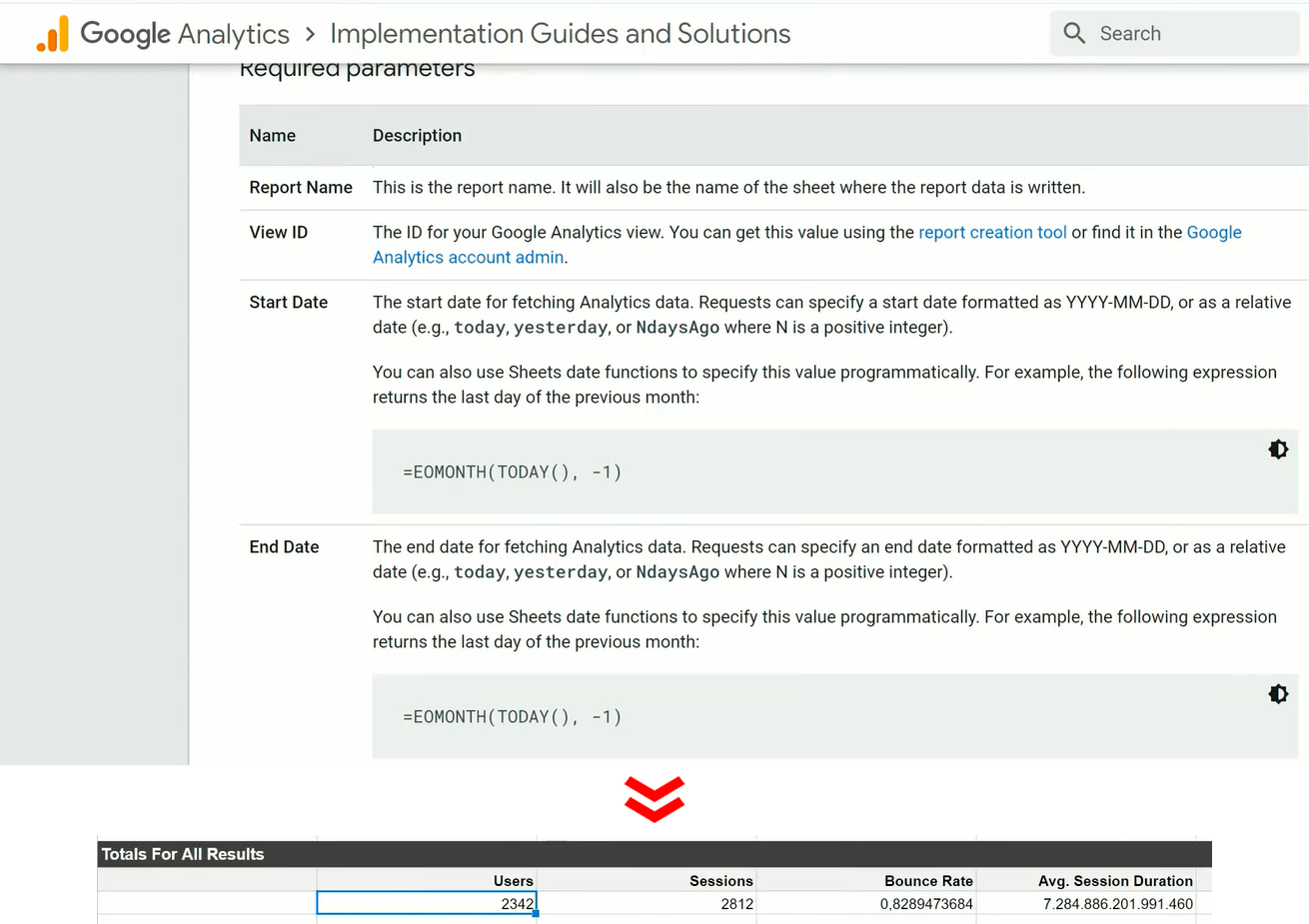 Establecimiento de fechas específicas en el informe para descargar datos de Google Analytics