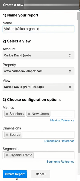 Más cosas que se pueden sacar del informe para descargar datos de Google Analytics