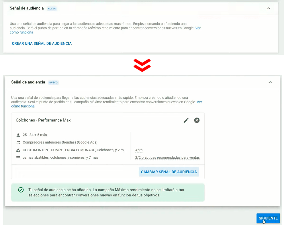 Señales de la audiencia de Google Ads