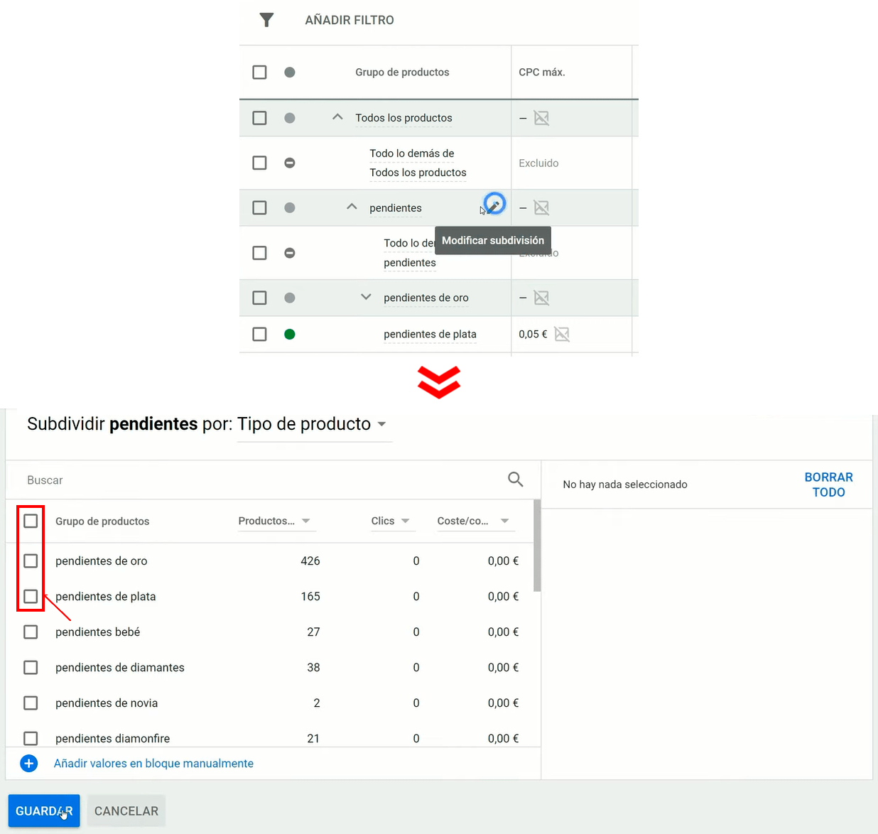 ¿Es posible deshacer las segmentaciones en Google Shopping?