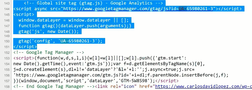 Verificando la implementación del código de Google Analytics en WordPress