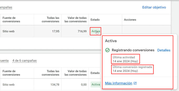 Conversion Activa en Google Ads - Estados de Conversión en Google Ads - GUÍA COMPLETA